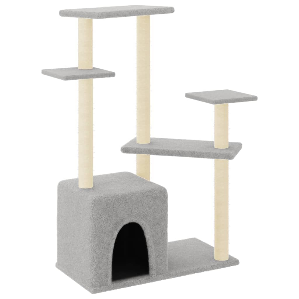 Rascador para Gatos con Postes de sisal Gris Claro 107,5 cm, LAPOOH Rascador Gato, Arbol Rascador para Gatos, Gatos Accesorios, Torre Gatos, Arranhador para Gatos, Casa para Gatos