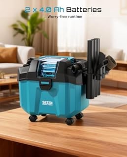 Seesii Cordless Shop Vac Wet and Dry, 2.6 Gallon Small Shop Vac with Accessory Storage Holder, 2 x 4.0Ah Batteries, 3-in-1 Wet Dry Vacuum with HEPA Filter, Strap, Ideal for Garage, Car, Workshop