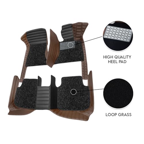 Image of Antiskid Combination 9D Car Mat Full Set for Tesla Model Y 2025 | Luxury Leather Dual-Stitch Full Set 9D Car Floor Mat || 100% Waterproof & Washable||Color: Black HY-Coffee