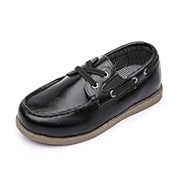 DADAWEN Jungen Mädchen Anzugschuhe mit 2 Loch Schnürsenkeln Oxfords Schule Loafers,Schwarz,29 EU