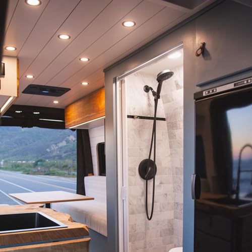 acegoo 6er Set 12V Einbaustrahler Wohnmobil LED Ultra Flach Einbauleuchten Spots Loch 57-64mm 2,5W 215LM Dimmbar Einbauspots Warmweiß für Boot Wohnwagen Möbel Schrank, 3000K Schwarz