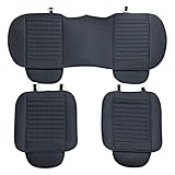 Taylor & Brown 3pc Universal Front and Rear PU Leather Car Seat Bottom Cushion Cover Set with Pockets Car Seat Pad Seat Protector Non Slip Universal Fit 90% Vehicles (Black (Lined) - Image 1