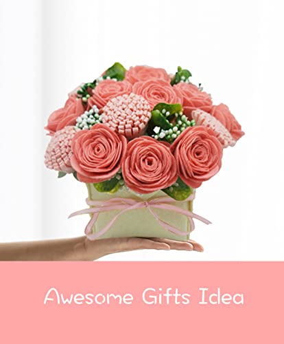 Bazima Diy Felt Flower Art Craft Kit,Diy Pink Rose And Carnation Bouquet Kit, Floral Gifts,Beginner Craft Kit,Arrange Pre-Cut Felt Flowers And Foliage #TOP1