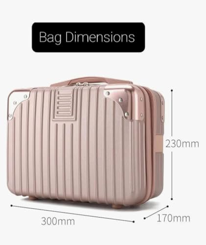 Image of inchSmall Travel Makeup Case - Portable Cosmetic Storage Suitcase Organizer Box for Women, Compact Luggage Style Beauty Bag with Compartments, Zipper Closure & Easy Carry Handle inch