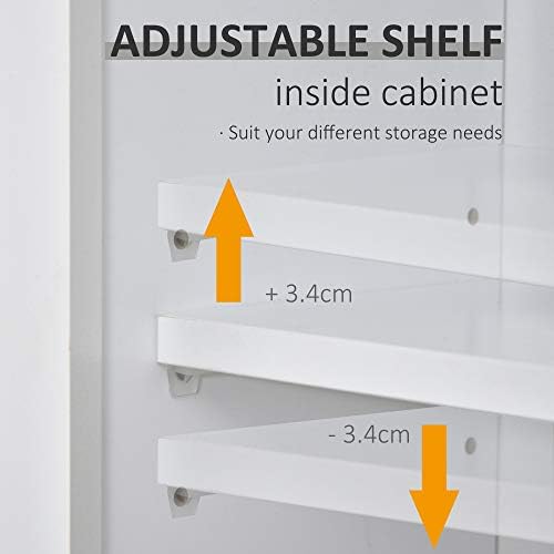 kleankin Bathroom Cabinet, Wall Mount Storage Organizer with Mirror, Adjustable Shelf for Bathroom, Kitchen, Bedroom, White
