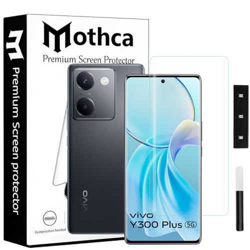 Image of Mothca Curved UV Tempered Glass Screen Protector for Vivo Y300 Plus | Transparent | Pack of 1 | Full Screen Coverage with UV Installation Kit