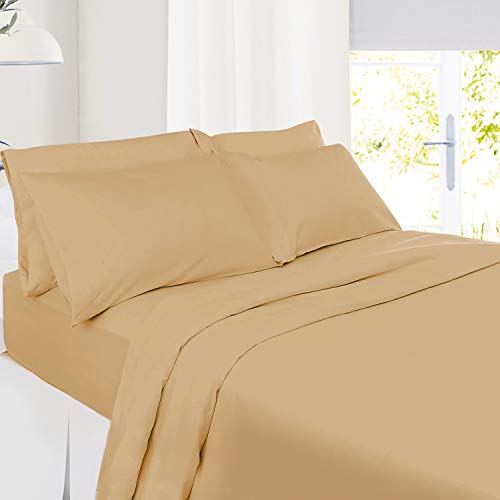 Image of Hearth & Harbor Extra Deep Pocket Sheets - Fits Mattress 18-24 Inches Deep - Extra Deep Pocket Full Size Sets - 6 Piece Full Size - Full - Camel