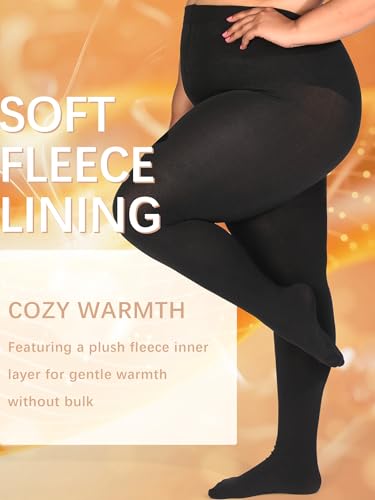 Plus Size Fleece Lined Tights for Women Opaque Warm Thermal Stockings Thick Pantyhose Winter3