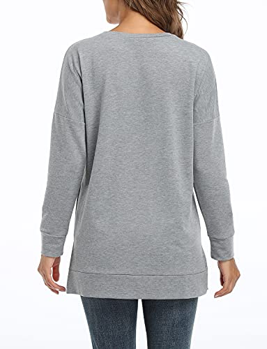 BETTE BOUTIK Women's Drop Long Sleeve Sweatshirts Casual Crewneck Tunic Tops Sweartshirts With Side Slits S-3XL
