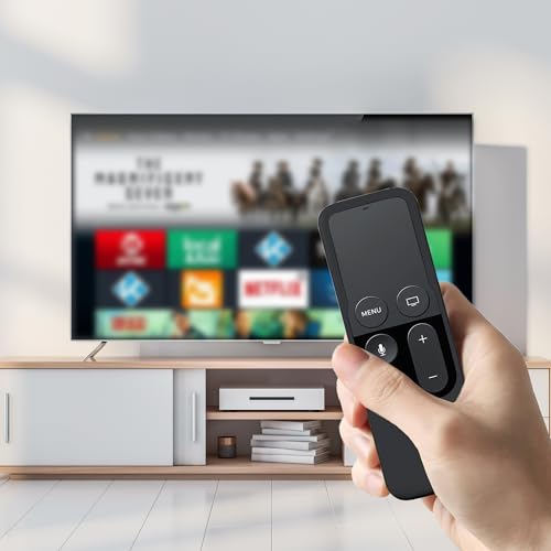 Image of Silicone Case Anti-Slip Shock Proof Soft Remote Cover Compatible with Apple TV 4K 4th 5th Gen Siri Remote Controller - Black