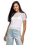 Anlass: Casual oodji Ultra Damen Kurzes Spitzentop, Weiß, DE 36 / EU 38 / S