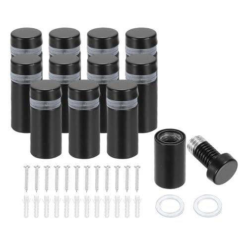 Image of PATIKIL 1 /2 inch x 1 inch Standoff Screws, 12 Pack Stainless Steel Wall Mount Sign Standoffs Mounting Hardware Advertising Nail for Hanging Acrylic Picture Frame, Black