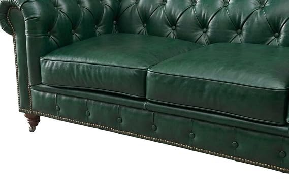 Image of A to Z Furniture Classic 3+2=5 Seater Sofa Set Luxury Chesterfield Leatherette Sofa in for Home Living Room & Office (3+2=5 Seater Sofa Dark Green)