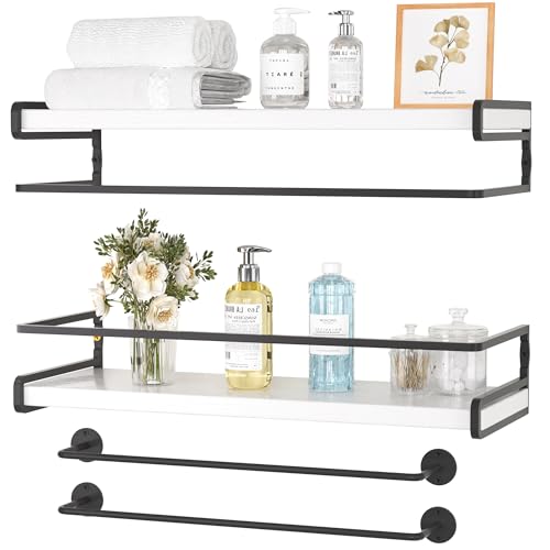 Bathroom Floating Shelves for Wall, 4 Pack Bathroom Shelf with To...