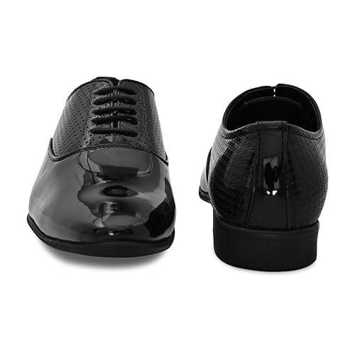 Image of San Frissco Textured Formal Oxfords Faux Leather Upper Cushioned Footbed | Comfortable Fashionable Stylish Flexible for Men