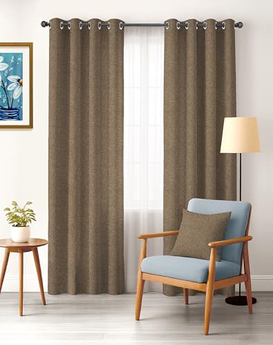 Image of Casableu Twillbone Digital Print 85% Blackout Curtains for Door /Window, Thermal Insulated, Tie Back, Wider Width 50 in, Eyelet Curtains for Living Room /Bedroom (Coffee 7 ft Set of 2)
