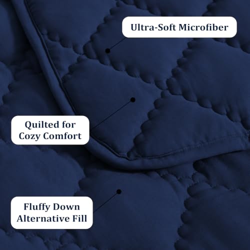 Image of BEDSUM Toddler Quilt 43x60, Microfiber Kids Quilt Toddler Bed, Navy Blue | Lightweight Soft Comfort for Toddler Beds, Daycare, Preschool Naps, Boys Girls, Machine Washable All Season Toddler Comforter