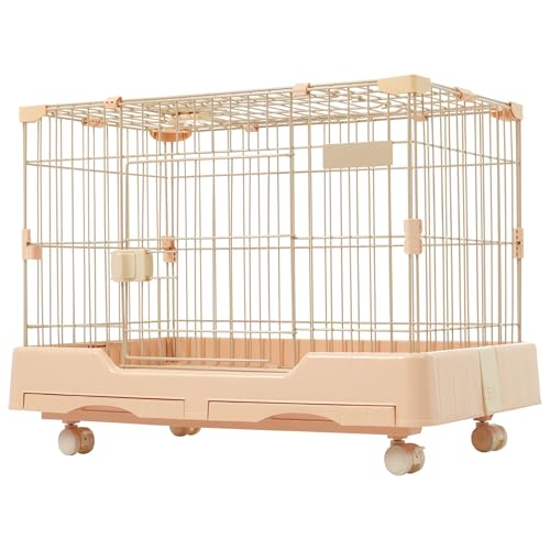 ウサギケージ 小型 ペットケージ ハムスターケージ 小動物ケージ キャスター付き 天井扉 飼育ケージ いぬ ネコ うさぎ 組立簡単 スチール製 引き出しトイレ付(Beige)
