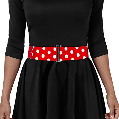 Buckle-Down Disney Belt, Cinch Belt Minnie Mouse Dots Red White, 3.0 Inch Wide, Adjustable3