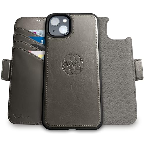 Coque iPhone 15 Plus en cuir végan gris Dreem élégante et durable