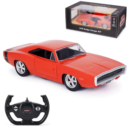 RC 1970 Dodge Charger RT, sous licence officielle, échelle 1:16, télécommande avec effets sonores, lumières LED, suspension indépendante, intérieur...