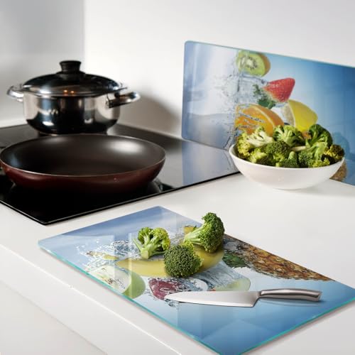 Planche de cuisine en verre fleurs pour plan de travail
