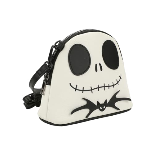 Nightmare Before Christmas Jack Skellington Character Head White 7.75" Dome Crossbody Bag3