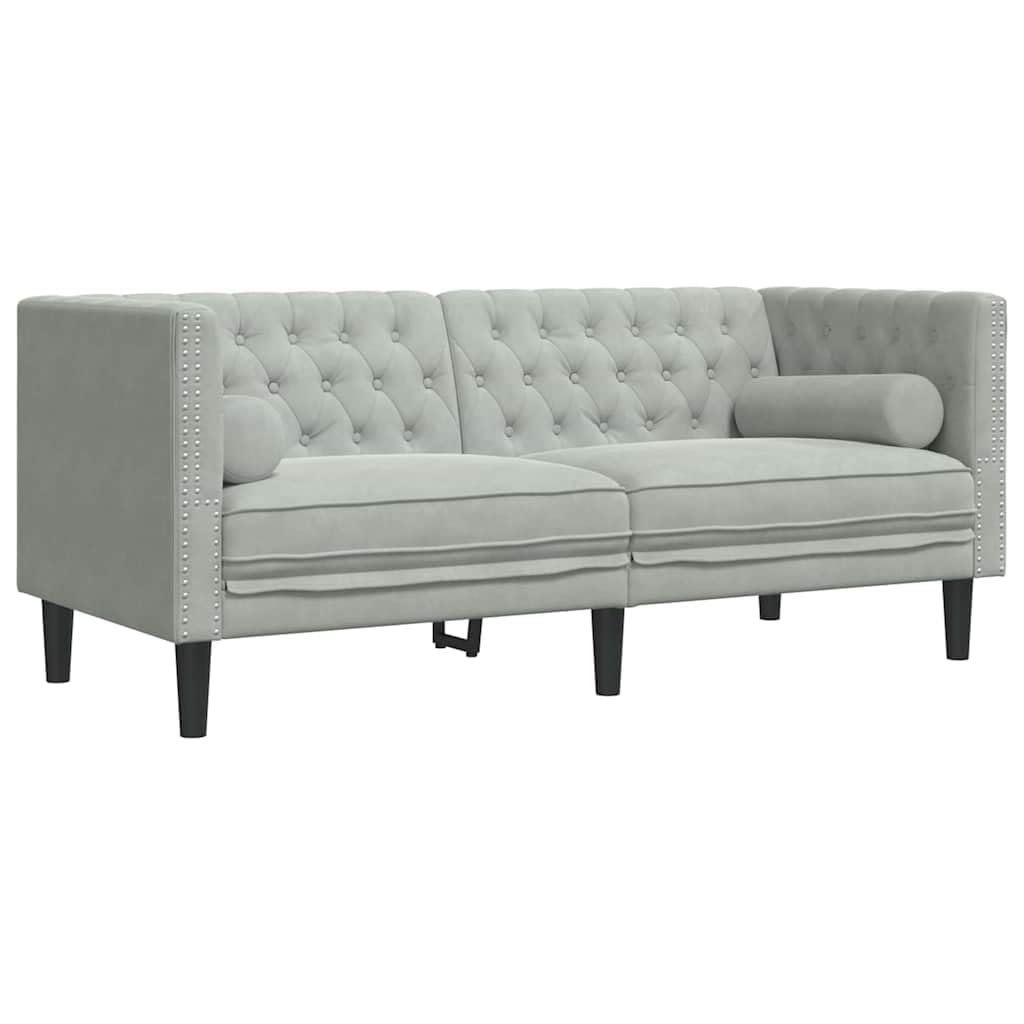 Wohnzimmer-Sofa, 3-teilig, hellgrau, 194 x 74,5 x 70,5 cm
