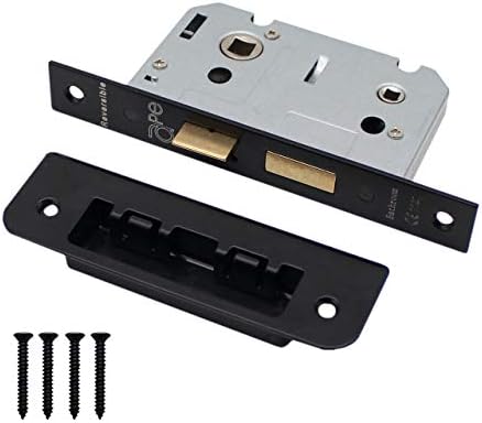 Bathroom Mortice Door Lock Bolt Through | 64mm / 2.5 Inch | Matt Black | Square Forend