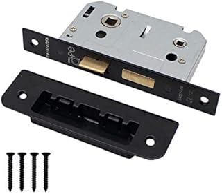 Bathroom Mortice Door Lock Bolt Through | 64mm / 2.5 Inch | Matt Black | Square Forend