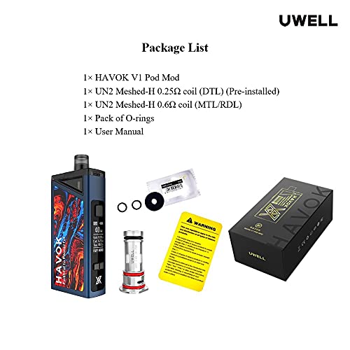 Uwell HAVOK V1 Pod Mod Vape E-Zigarette 1800mAh 2ml 65W Kein Nikotin (Silber) – Bild 6