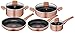 Lagostina Ramata Set di Pentole e Padelle Antiaderenti in Alluminio per Gas e Forno 8 Pezzi, Esterno Effetto Rame, Indicatore Cottura Thermo-Signal, con 2 Casseruole, 2 Padelle, Tegame, 3 Coperchi