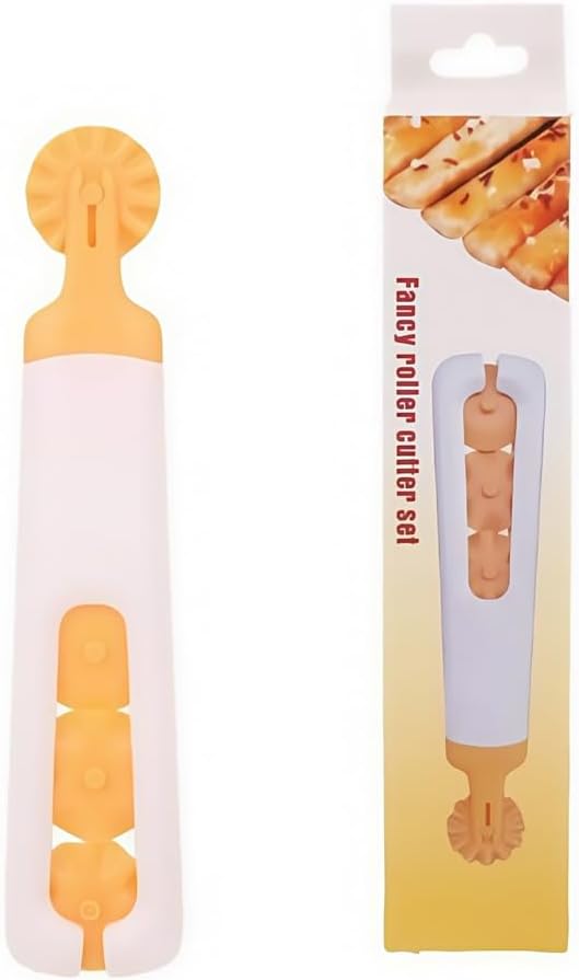 4-in-1 Safety Pasta Cutter Wheel, Rounded Blade Non-Slip Handle, 6.1in