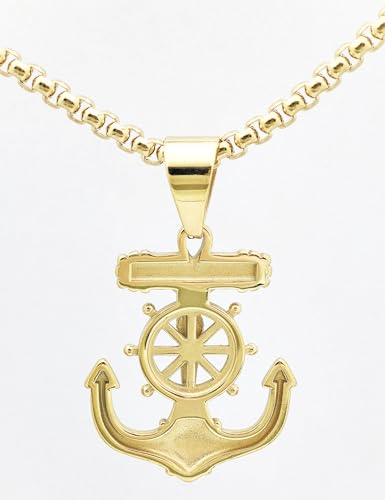 JAJAFOOK Men's Stainless Steel Silver Nautical Anchor Jesus Cross Necklace Chain Link4