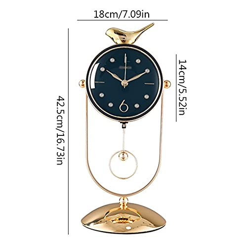 Reloj de mesa con diseño de pájaro y péndulo de lujo para sala 2