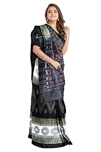 Image of Odisha Sambalpuri Handloom Ikat Women's Cotton Saree, Odisha Handloom Handmade Pure Cotton Khandua Saree, Ikkat Orissa Traditional Handloom Saree Without Blouse