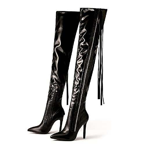 Bottes au genou en cuir PU noir pour rester au chaud sans sacrifier son style