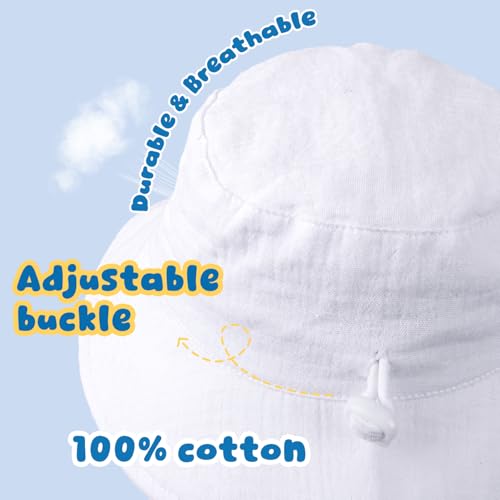 Image of Muslin Baby Sun Hat Sun Protection Baby Toddler Bucket Hats for Boys Girls