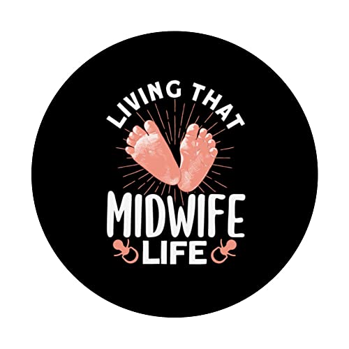 Nurse Midwife Birth Worker Living That Midwife Life PopSockets Swappable PopGrip, Black - Image 3
