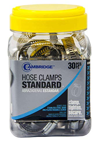 Cambridge Hose Clamps 30 Pieces Assortment 3 Pieces Each of Size 4 6 8 10 12 16 20 24 28 32