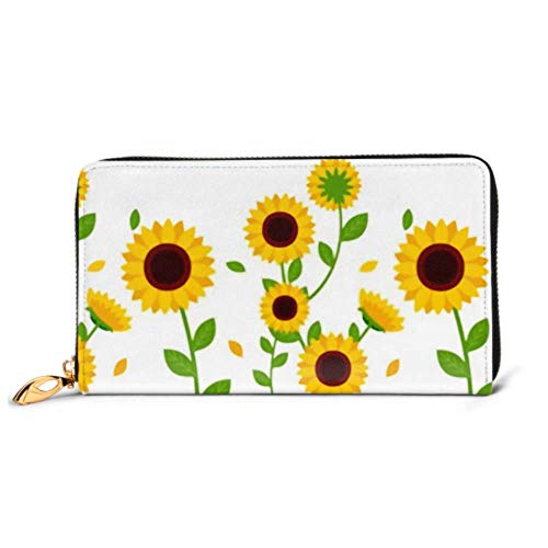 Preisvergleich Produktbild JHGFG Mode Handtasche Reißverschluss Brieftasche Nahtloses Muster Sonnenblumenblatt Auf Hintergrund Telefon Kupplung Geldbörse Abendkupplung Blockieren Leder Brieftasche Multi Card Or. En