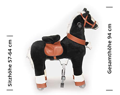 Galoppo Reitpferd auf Rollen für Kinder ab 3 Jahren in schwarz – XXL Spielpferd zum Spielen und mechanischen Reiten für Indoor und Outdoor – Bild 4