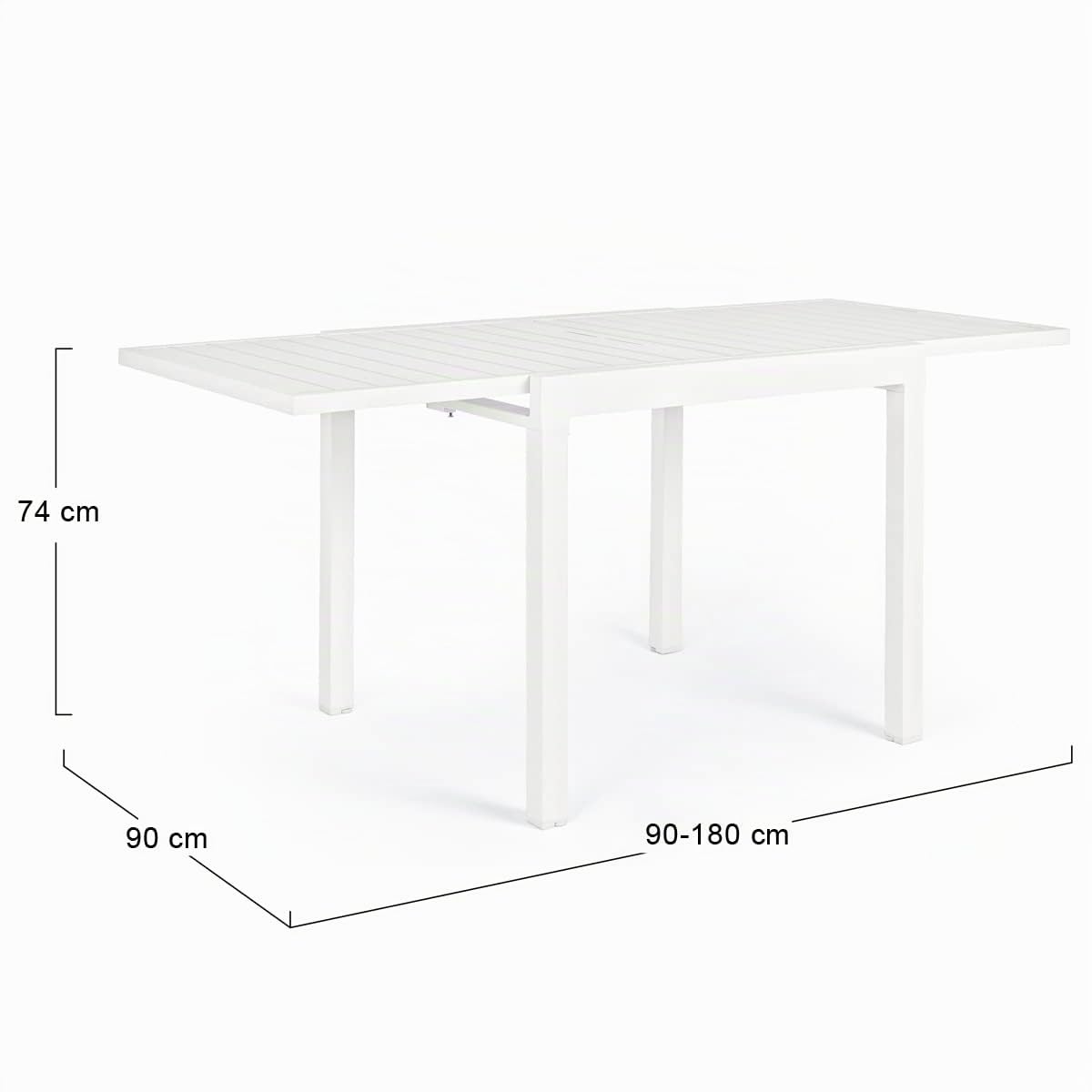 Yellow shop - HILL Tavolo da giardino quadrato allungabile per esterno in alluminio L90/180xP90xH74 cm Antracite, Bianco o Coffee (Bianco)