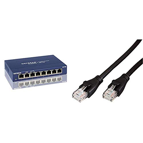 Switch Gigabit Netgear GS108 8 ports boîtier métal et son câble RJ45 Cat6 3m