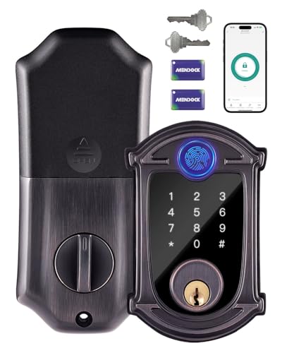 MENDOCK cerradura inteligente de entrada sin llave, impermeable IP56, digitales para puerta delantera, control de teléfono inteligente, huellas dactilares