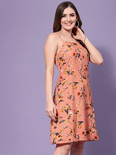 Image of OOMPH! Women A-Line Floral Mini Dress Western, Off Shoulder, Slip On