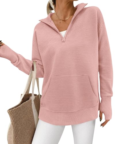 BTFBM Sweaters for Women Fall Clothes 2026 Pocket Quarter Zip