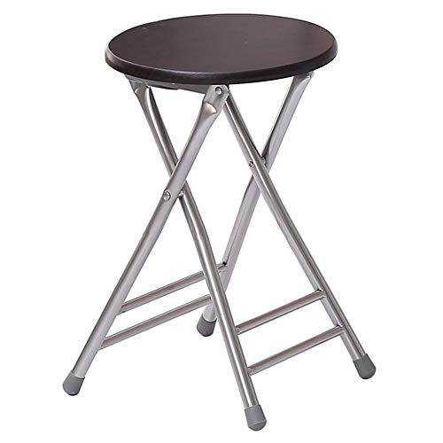 HOUMEL Round Compact Folding Stool Light Weight Natural Wood Folding Chair With Silver Legs For Camping Guest Visitor Conference (Color : Gray)