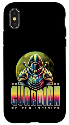 Coque iPhone X/XS Sci-FI 2030 Le Gardien du Guerrier Infini style cyberpunk pour fans de gaming