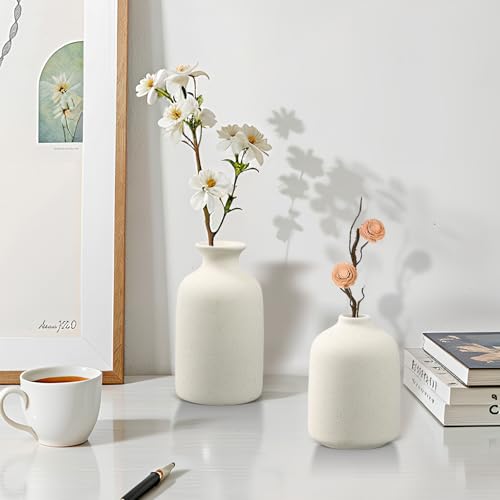 Mapille 3PCS Conjunto de jarrones de cerámica, Minimalista Blanco Jarrón de Cerámica, Jarrones para Flores Frescas y Secas, Hierba de Pampas, Florero Jarrones Decoración Moderna del Hogar - imagen 3